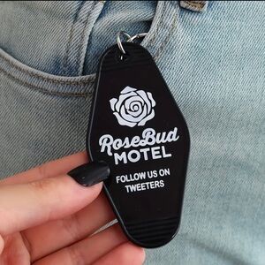 3 For $35 Schitt’s Creek Keychain Black “Rosebud Motel, Follow Us On Tweeters”